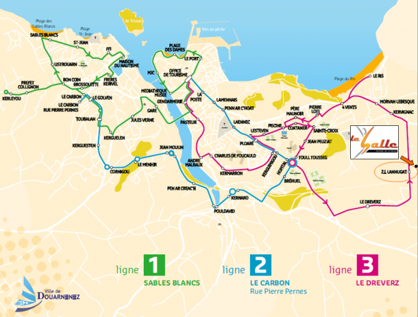 Plan d'accès à la Salle à Douarnenez Plan d'accès à la Salle à Douarnenez